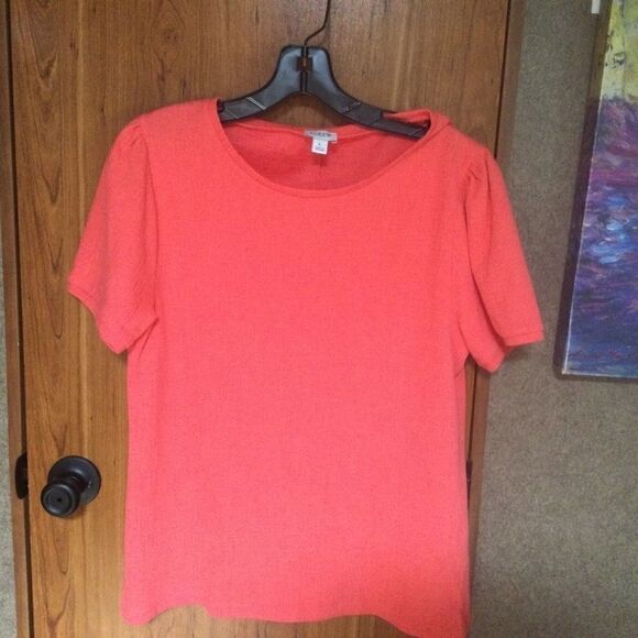 NWOT. J Crew Coral Short Sleeve Blouse Women’s L - Picture 2 of 7